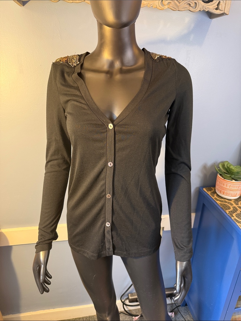 David Kahn Jeanswear Beaded Cardigan XS